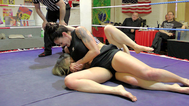 Here she is wrestling Lisa at the show. 